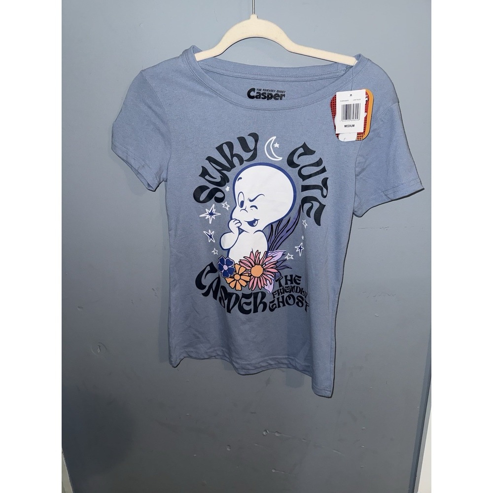Casper Friendly Ghost Graphic Tee T-shirt In Blue Womens Junior  Size M NWT
